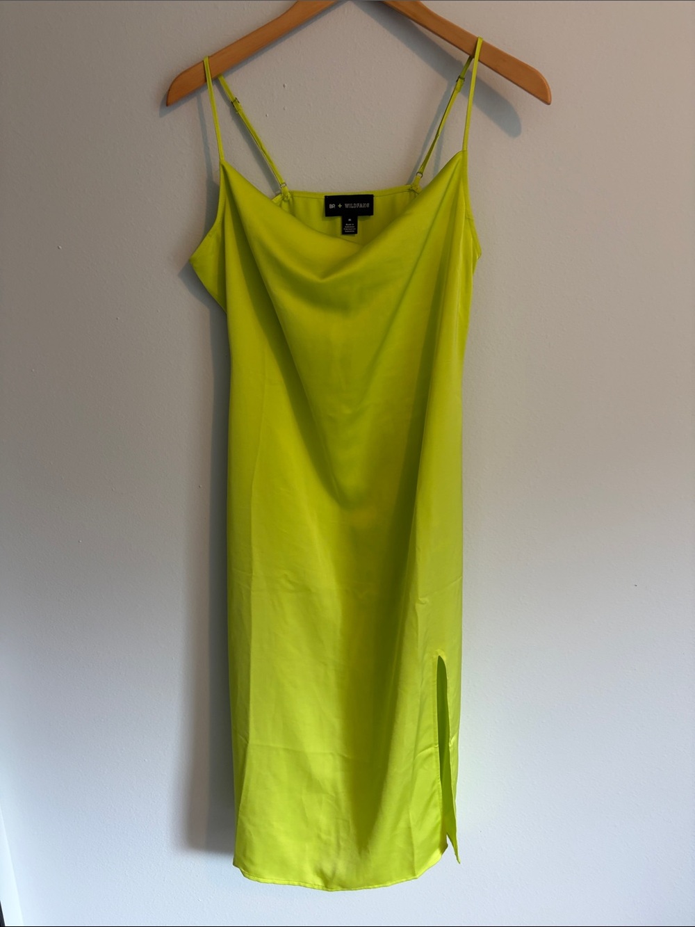 bp Neon Yellow Slip Midi Dress